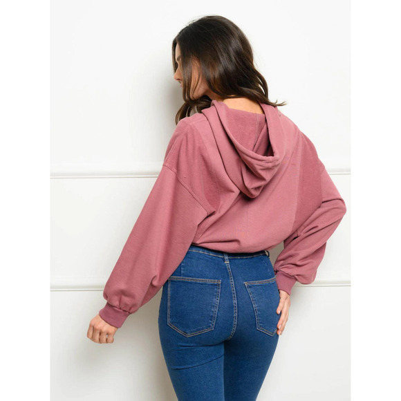 Rouge Pink French Terry Hoodie - Picture 3 of 4